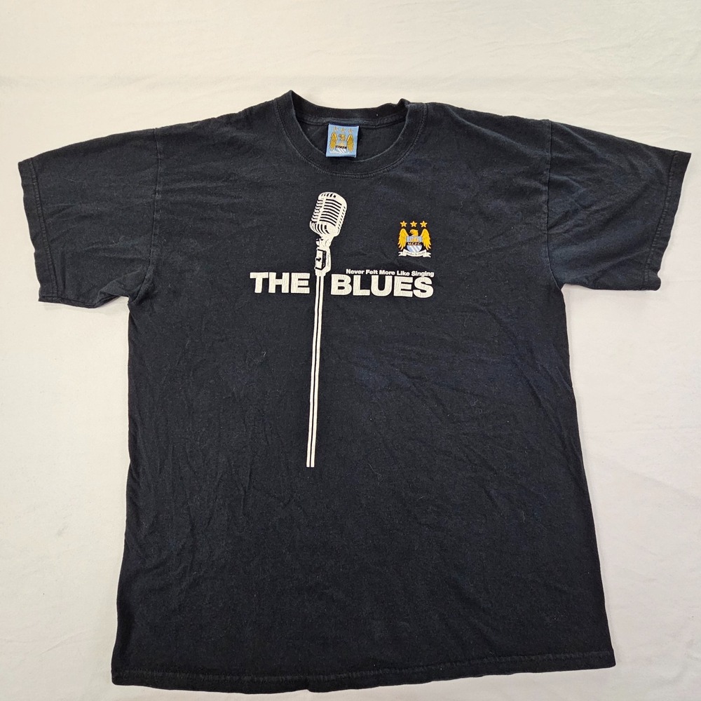Manchester City Singing the Blues Black Short Sleeve Cotton T-Shirt Men's L